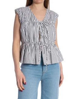 YAS TOP EBBA SL BLACK STRIPES WHITE