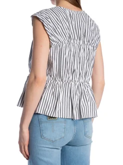 YAS TOP EBBA SL BLACK STRIPES WHITE