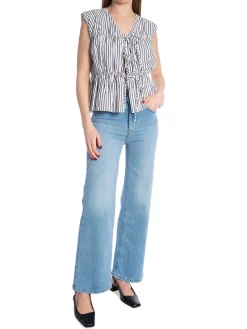 YAS TOP EBBA SL BLACK STRIPES WHITE