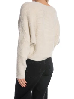 YAYA CARDIGAN FLUFFY RIB BOLERO OFF WHITE MELANGE