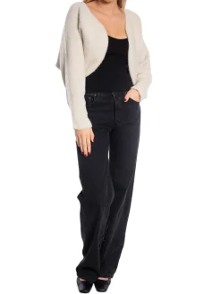 YAYA CARDIGAN FLUFFY RIB BOLERO OFF WHITE MELANGE