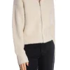 YAYA CARDIGAN FURRY WITH LEATHER COLLAR OFF WHITE MELANGE