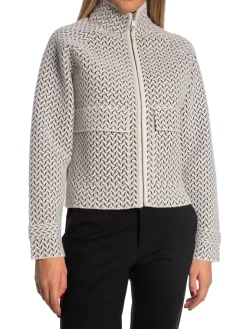 YAYA CARDIGAN KNITTED PRINT WHITE POCK CHALK WHITE