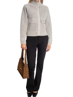 YAYA CARDIGAN KNITTED PRINT WHITE POCK CHALK WHITE