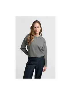 YAYA CARDIGAN WITH ZIPPER LIGHT METAL GRAY