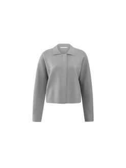 YAYA CARDIGAN WITH ZIPPER LIGHT METAL GRAY