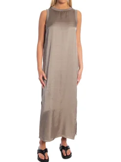 YAYA DRESS SATIN SLEEVELESS CLAY PEBBLE GERY