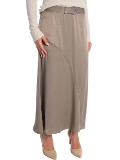 YAYA SKIRT SATIN ALINE MIDI CLAY PEBBLE GREY
