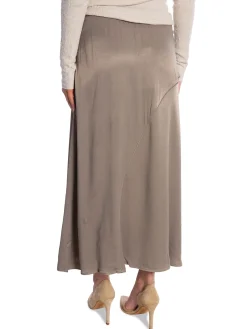 YAYA SKIRT SATIN ALINE MIDI CLAY PEBBLE GREY