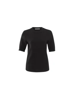 YAYA TOP FUR DETAIL BLACK