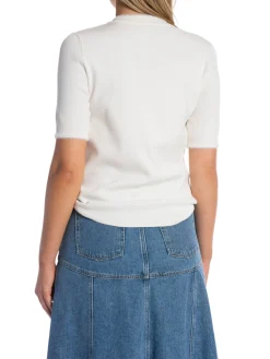 YAYA TOP FUR DETAIL IVORY WHITE