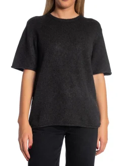YAYA TOP OVERSIZED KNITTED ANTHRACITE MELANGE