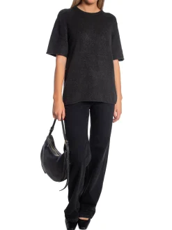 YAYA TOP OVERSIZED KNITTED ANTHRACITE MELANGE