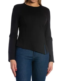 YAYA TOP WITH SLIP DETAIL BLACK