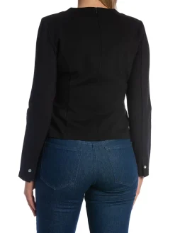 YAYA TOP WITH SLIP DETAIL BLACK