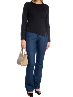 YAYA TOP WITH SLIP DETAIL BLACK