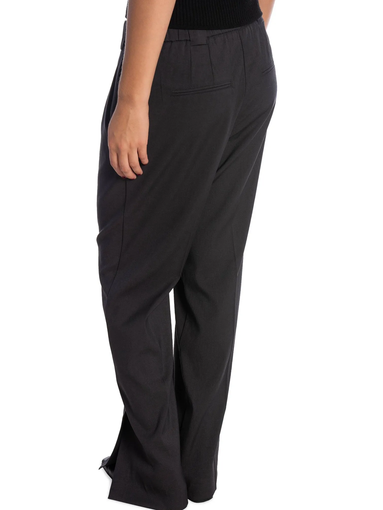 YAYA TROUSERS PANTS LEG WITH POCKET ANTHRACITE MELANGE