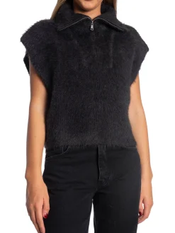 YAYA VEST SLEEVELESS FLUFFY ANTHRACITE