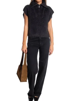 YAYA VEST SLEEVELESS FLUFFY ANTHRACITE